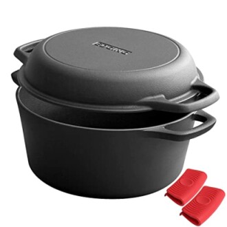 SHAKE N BAKE Cast Iron Dutch Oven with Skillet Lid
