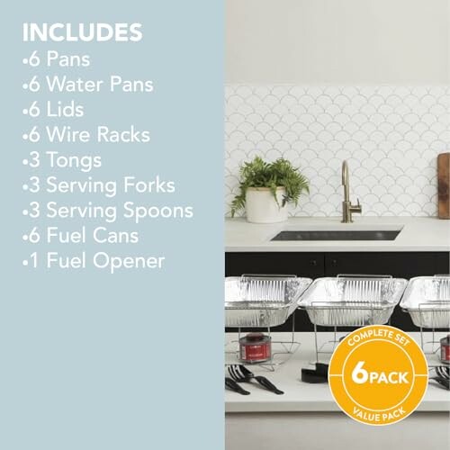 Contents of a chafing dish set including pans, water pans, lids, and more.