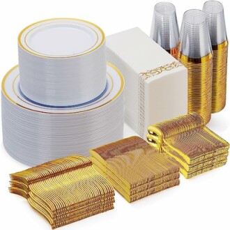 Goodluck 700 Piece Gold Dinnerware Set