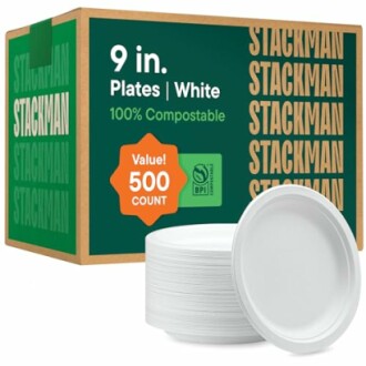 100% Compostable Paper Plates 9 Inch [500 Count]
